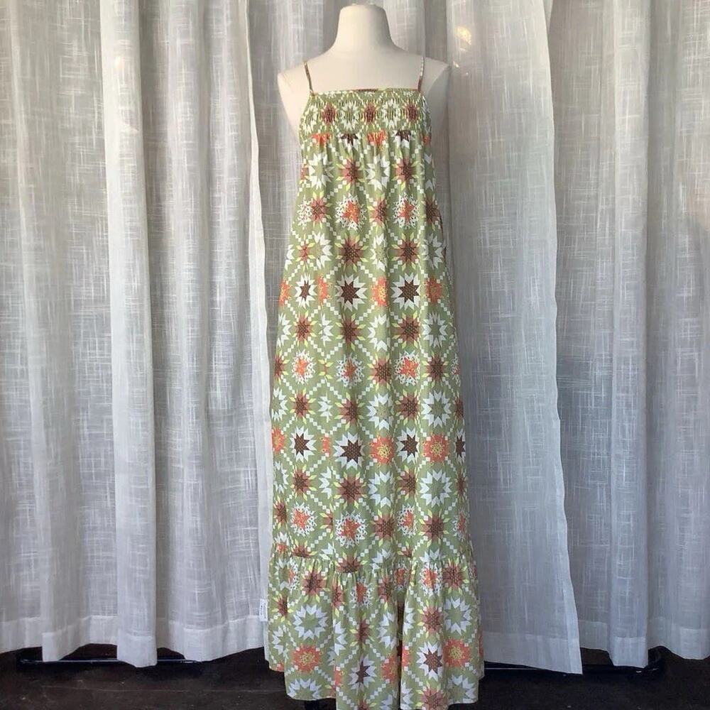 UNIVERSAL THREAD Sz L NEW NWT Cotton Maxi Dress Patchwork Summer Picnic!